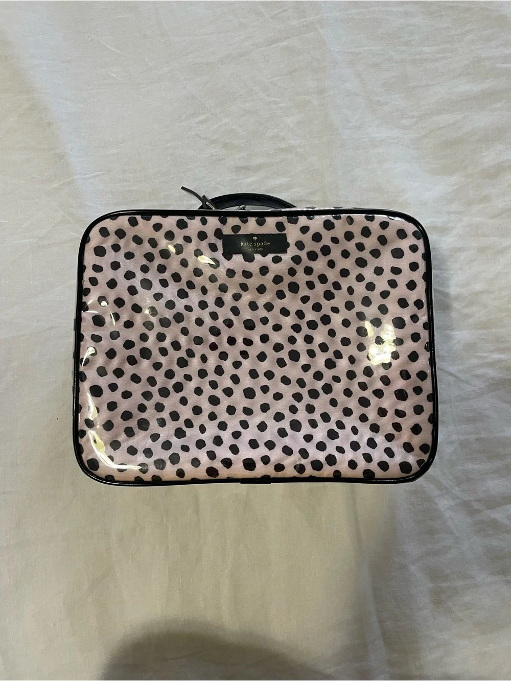 kate spade Pink and Black Spotted Cosmetic Case